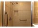 Walk-in shower with grab bars and neutral tile at 1189 Homeland Park St, The Villages, FL 32162