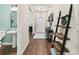 Small bathroom with pedestal sink and light teal walls at 12213 Se 176Th Loop, Summerfield, FL 34491