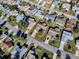 Aerial view showing a single-story house with a yard in a residential neighborhood at 2009 Claudio Ln, The Villages, FL 32159