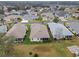 Aerial view showcasing the rear of the house with a screened enclosure at 21122 Lionheart Dr, Leesburg, FL 34748