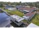 Aerial view of house with large backyard and dock at 28228 Tammi Dr, Tavares, FL 32778