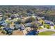 Aerial view of neighborhood, showcasing various houses and landscape at 33352 Fountain Ln, Leesburg, FL 34788