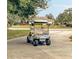 Silver golf cart parked on the driveway of a home at 39656 Harbor Hills Blvd, Lady Lake, FL 32159