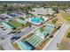 Aerial view of community amenities including pool, bocce, and shuffleboard at 9397 Se 124Th Pl, Summerfield, FL 34491