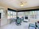 Relaxing screened porch with seating area and hot tub at 9397 Se 124Th Pl, Summerfield, FL 34491