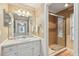 Bathroom with vanity, shower, and mirror at 15831 Se 89Th Ter, Summerfield, FL 34491