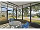 Relaxing screened porch with seating area and view of neighborhood at 3310 Manatee Rd, Tavares, FL 32778