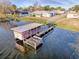 Aerial view of a waterfront property with private dock at 33648 Picciola Dr, Fruitland Park, FL 34731