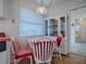 Charming kitchen breakfast nook with white chairs and floral tablecloth at 33648 Picciola Dr, Fruitland Park, FL 34731