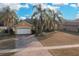 A one-story home has a brick driveway and three palm trees in the front yard at 35808 Rose Moss Ave, Leesburg, FL 34788