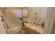 Clean bathroom with granite vanity and shower/tub combo at 3621 Amelia Ave, The Villages, FL 32162