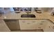Close-up of the kitchen island with stainless steel dishwasher and granite countertops at 3621 Amelia Ave, The Villages, FL 32162