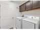 Laundry room with washer, dryer, and storage cabinets at 5676 Patterson Loop, The Villages, FL 32163