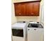 Laundry room with washer, dryer, and upper cabinets at 1515 Gadsden Pl, The Villages, FL 32162