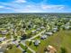 Panoramic aerial shot shows a residential community with vast green spaces and lovely landscaping at 17664 Se 105Th Terrace, Summerfield, FL 34491