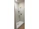 Clean shower with built in shelving at 5274 Mayor Dr, St Cloud, FL 34771