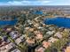 Aerial view of lakefront properties in a quiet community at 1286 Prince Ct, Lake Mary, FL 32746