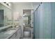 Updated bathroom with granite vanity and shower at 2001 Cristo Rd, Lady Lake, FL 32159