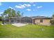 Sprawling backyard showcases the screened-in pool and brick patio attached to the house at 29319 Old Mill E, Tavares, FL 32778