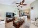 Open living room with vaulted ceiling and comfy seating at 3916 Doune Way, Clermont, FL 34711