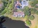 Aerial shot of condos with screened lanais overlooking a lake surrounded by trees and lush greenery at 4668 Tower Pine Rd # Ge, Orlando, FL 32839