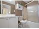 Clean bathroom with a shower/tub combo and white vanity at 1504 Aalto Pl, The Villages, FL 32159