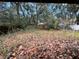 Overgrown backyard with leaf-covered ground and a wooden fence at 1803 Ne 29Th Pl, Ocala, FL 34479