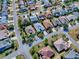 An aerial shot showcases the home's location in a friendly neighborhood with quiet streets and easy access to amenities at 320 Rhapsody Path, The Villages, FL 32162