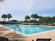 A large community swimming pool surrounded by mature palm trees and ample seating at 3637 Hawkshead Dr, Clermont, FL 34711