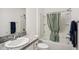 Clean bathroom with shower/tub combo and granite countertop at 3818 Zentko St, The Villages, FL 32163