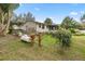 Backyard view with propane tank and mature landscaping at 5301 Se 115Th Pl, Belleview, FL 34420