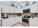 Well-equipped kitchen with tile backsplash, granite countertops, and stainless steel appliances at 893 Fenwick Loop, The Villages, FL 32163