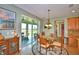 Bright breakfast nook with glass-top table and access to the screened patio at 113 Pecorri Ct, Auburndale, FL 33823