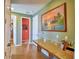 Hallway with granite countertop and built-in shelving at 113 Pecorri Ct, Auburndale, FL 33823