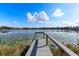 Dock overlooking a tranquil waterfront view with lily pads and blue sky at 1320 Cove Pl, Tavares, FL 32778