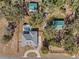 Aerial view of a large lot property with a home, pool, driveway, and surrounding trees at 24429 Adair Ave, Sorrento, FL 32776