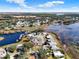 Expansive view of a lakeside community featuring lush landscaping, homes, bodies of water and blue skies at 5338 Tigers Tail, Leesburg, FL 34748