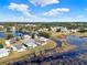 Aerial view of a quiet residential neighborhood near a lake on a sunny day at 5338 Tigers Tail, Leesburg, FL 34748