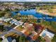 Aerial view showcasing a home's lakefront location at 819 Bolivar St, The Villages, FL 32159