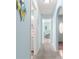 Bright hallway with light blue walls, neutral carpet, and decorative fish wall decor at 10347 Se 179Th St, Summerfield, FL 34491