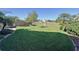 This backyard has lush green grass, privacy fence, and is lined with trees and beautiful landscaping at 113 Bayou Bend Rd, Groveland, FL 34736