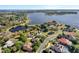 Aerial view of waterfront community showcasing homes and scenic lake at 17523 Promenade Dr, Clermont, FL 34711