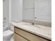 Bathroom featuring a granite vanity top, mirror, and neutral color scheme and a shower-tub combo at 2950 Supermarine Rd, Tavares, FL 32778