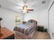 Cozy bedroom featuring carpet flooring, ceiling fan, and a window with natural light at 31234 Chevy Chase Dr, Sorrento, FL 32776