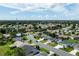 Wide angle aerial view capturing the layout of a suburban neighborhood with tree-lined streets and well-kept lawns at 3218 Woodridge Dr, The Villages, FL 32162
