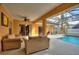 Large and comfortable covered patio by the pool and beautiful backyard at 3310 Osprey Hill St, Clermont, FL 34714