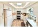 Bright kitchen with white cabinets, modern appliances, and a skylight for natural light at 37807 Felkins Rd, Leesburg, FL 34788