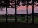 Peaceful view of the golf course and pond at twilight, framed by trees at 589 Plaintain Path, The Villages, FL 32162