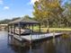 Covered boat lift and dock, perfect for water access at 5910 Lake Emma Ct, Groveland, FL 34736