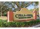 Chula Vista Recreation Center sign with decorative landscaping, marking the entrance to the neighborhood at 1001 Del Rio Dr, The Villages, FL 32159